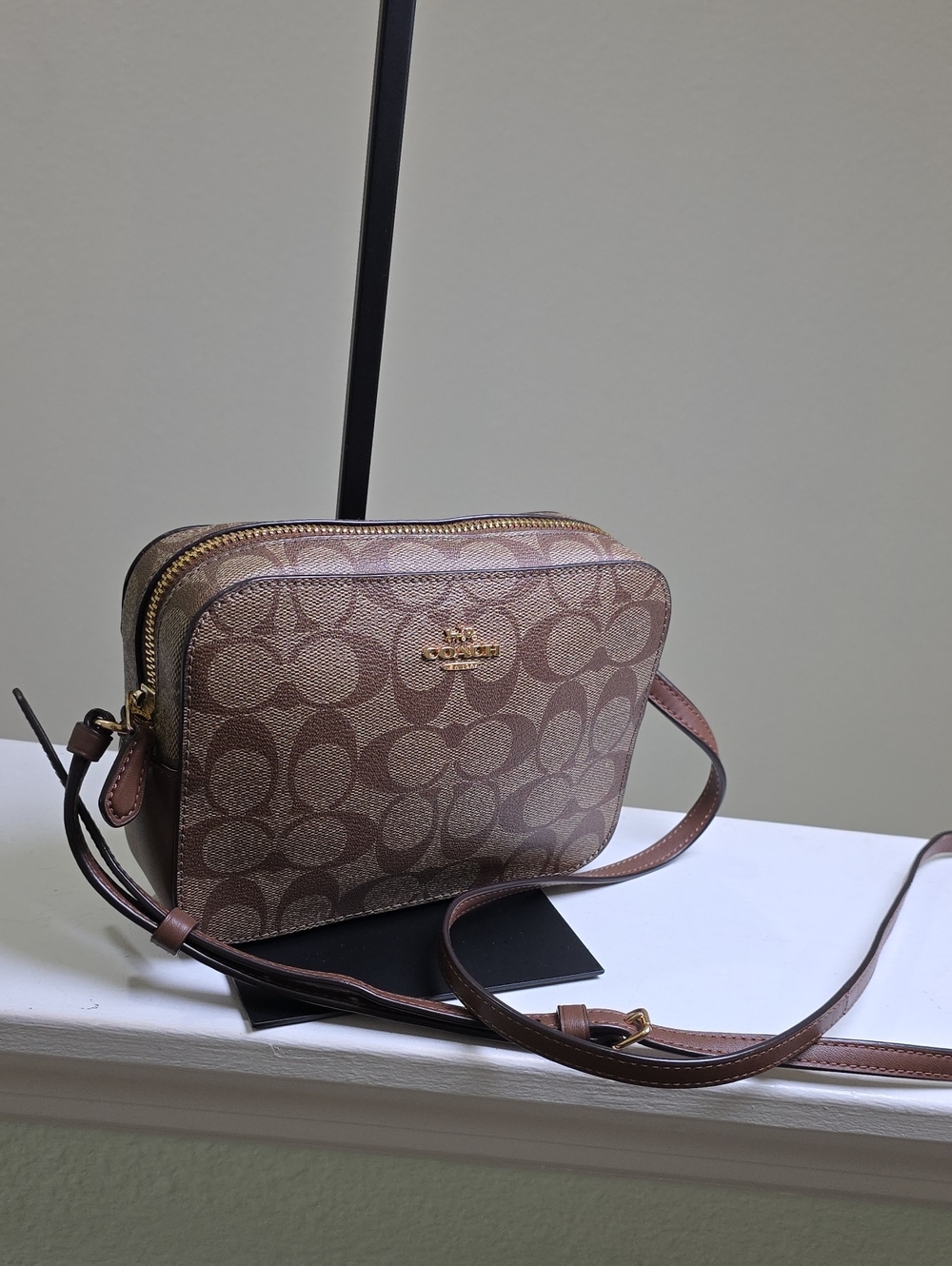 COACH 91677 Mini Camera Bag in Khaki Signature Print Goldtone Hardware Like New - Picture 2 of 16